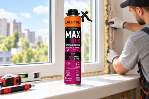 Піна монтажна MAX DUO 2в1 універсальна (пістолет + трубка)