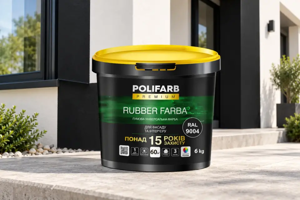 RUBBER FARBA Гумова фарба для даху, шиферу й цоколя