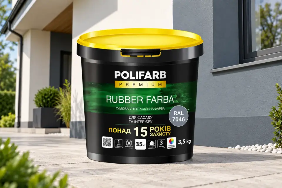 RUBBER FARBA Гумова фарба для даху, шиферу й цоколя