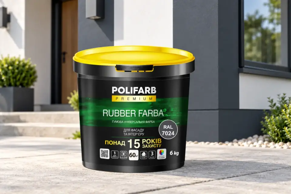 RUBBER FARBA Гумова фарба для даху, шиферу й цоколя
